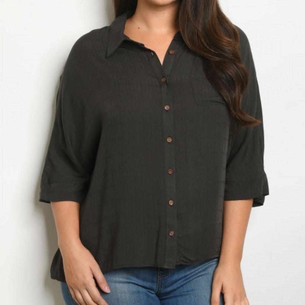 Off Black Plus size button down top!